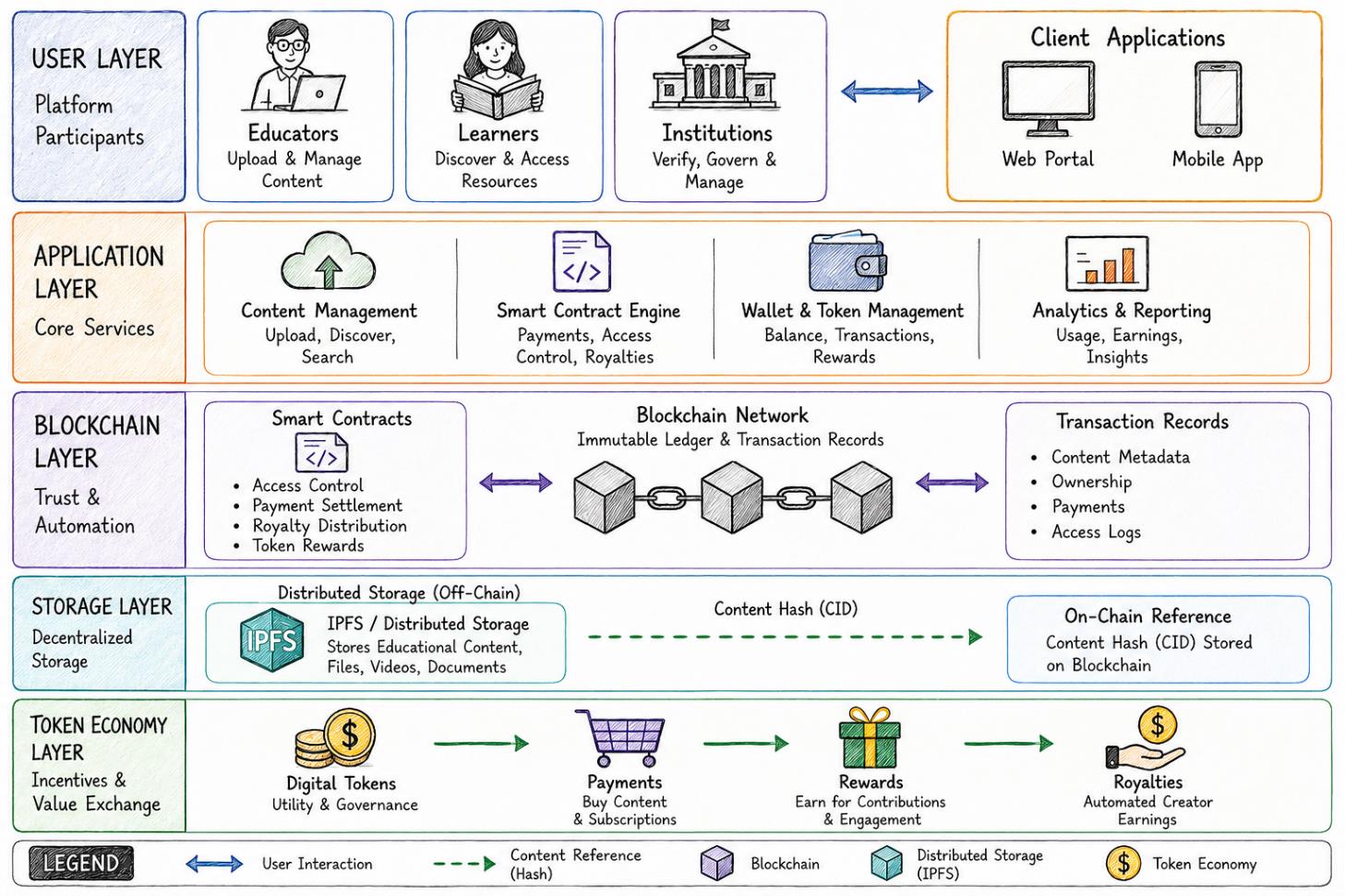 Proposed Multi-Layer Blockchain Architecture for Educational Resource Sharing and Monetization